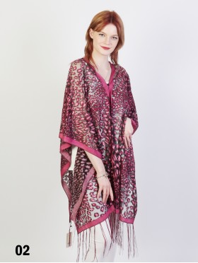 Leopard Print Lurex Poncho